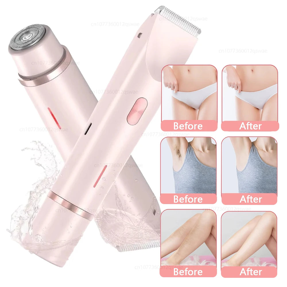 Electric Shaver for Women, Legs, Underarm, Public Hairs, Rechargeable Trimmer with Detachable Head