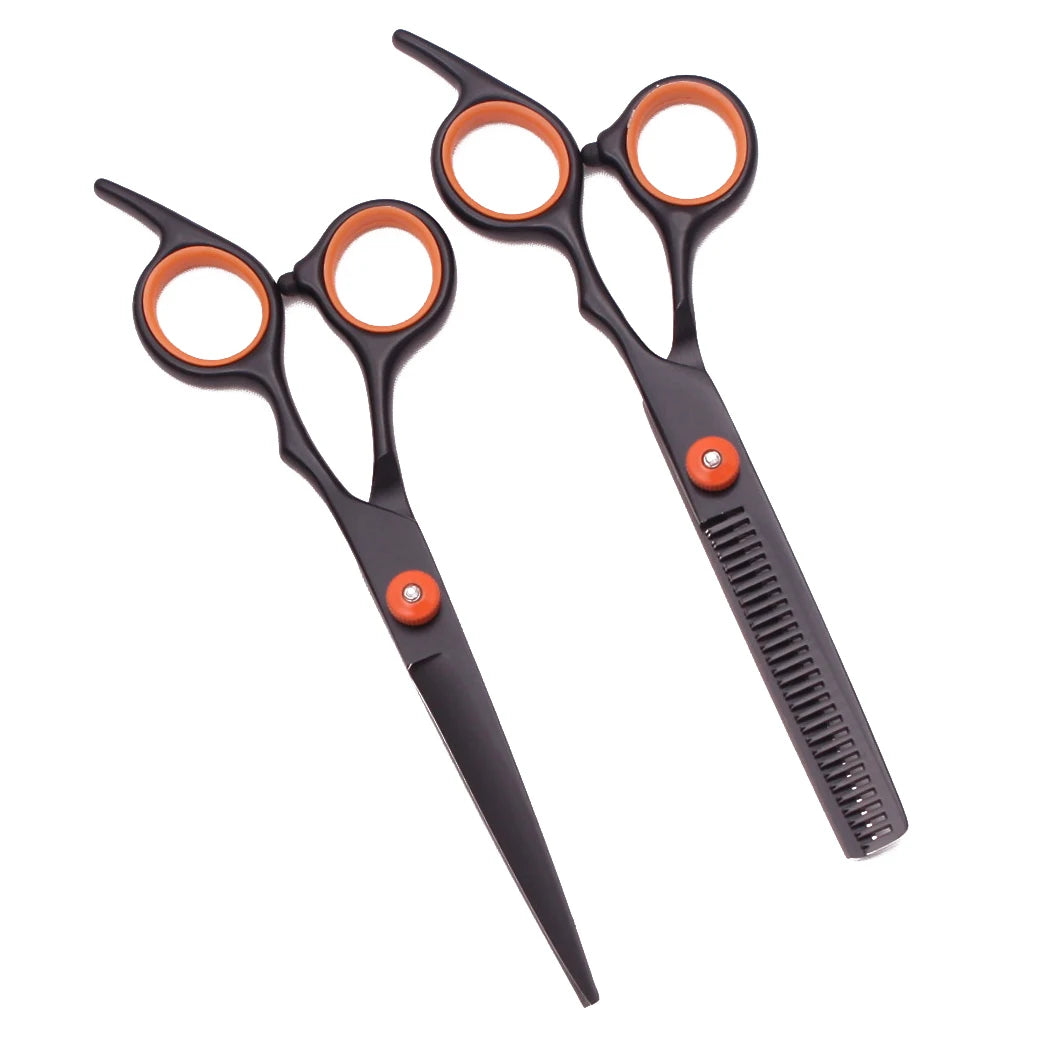 Hair Scissors JP Stainless Hairdressing Scissors 6" Haircut Set Black Thinning Shears Salon Haircut Scissors Razor Combs C1001