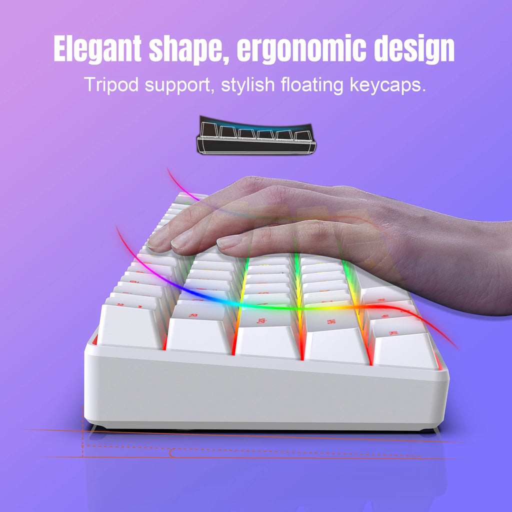 68 Keys Gaming Keyboard USB Wired Portable 20 RGB Backlight Spanish Korean Russian Keyboard for Windows Laptops Computer
