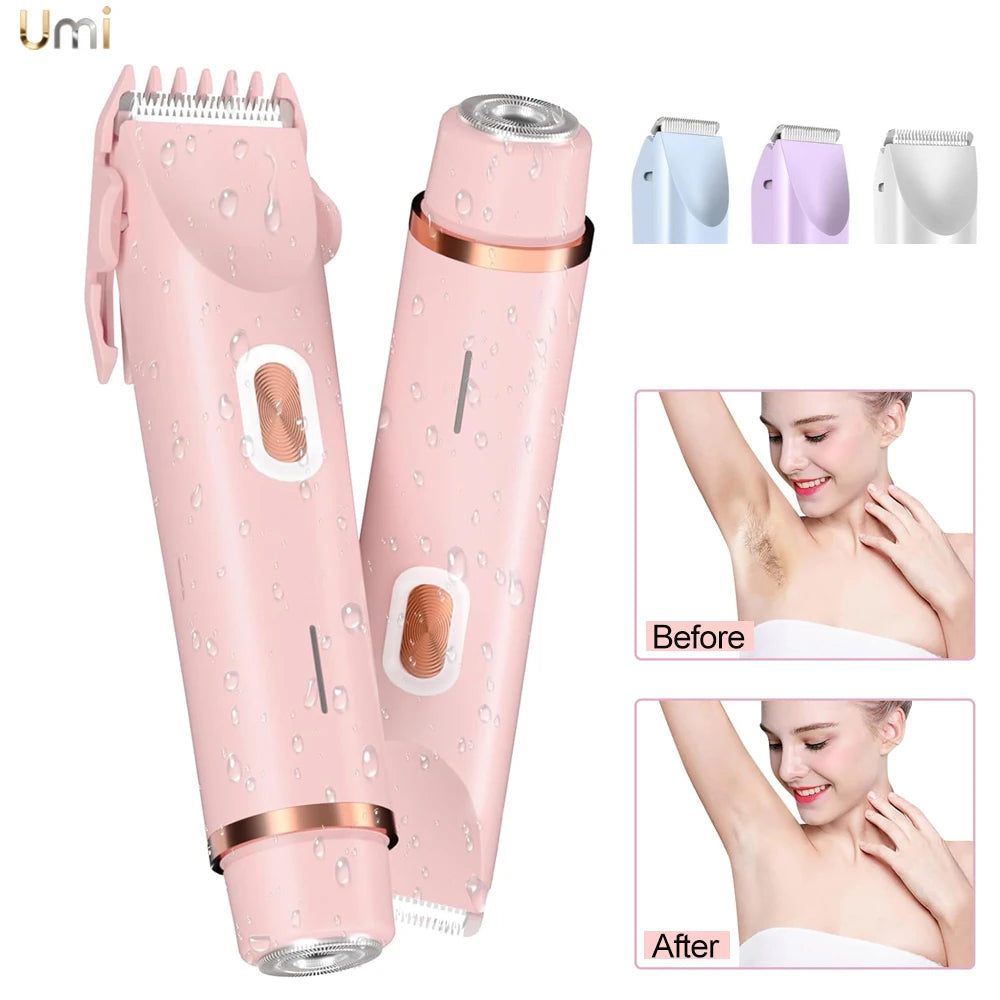 Electric Shaver for Women, Legs, Underarm, Public Hairs, Rechargeable Trimmer with Detachable Head