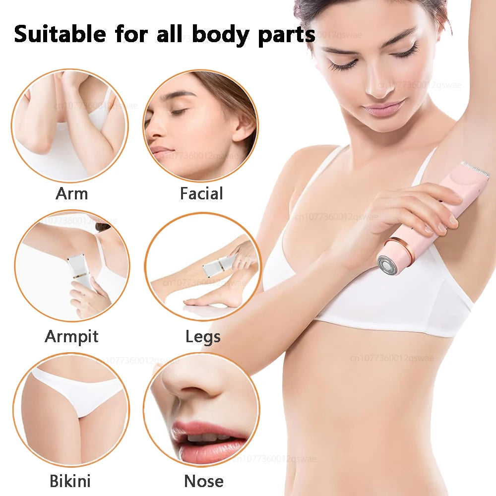 Electric Shaver for Women, Legs, Underarm, Public Hairs, Rechargeable Trimmer with Detachable Head