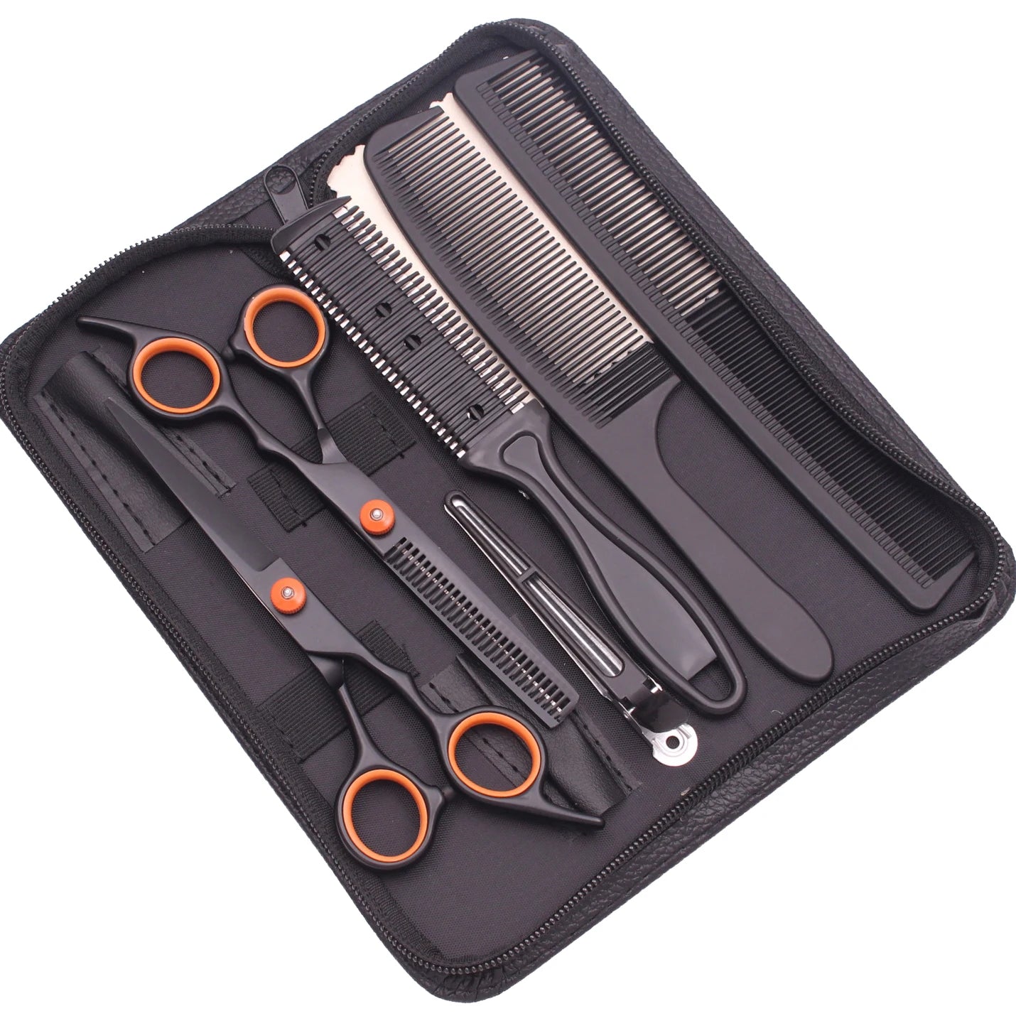 Hair Scissors JP Stainless Hairdressing Scissors 6" Haircut Set Black Thinning Shears Salon Haircut Scissors Razor Combs C1001