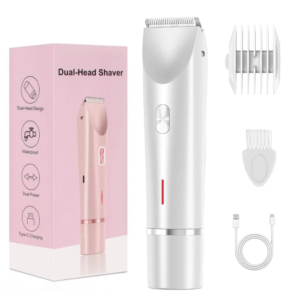 Electric Shaver for Women, Legs, Underarm, Public Hairs, Rechargeable Trimmer with Detachable Head