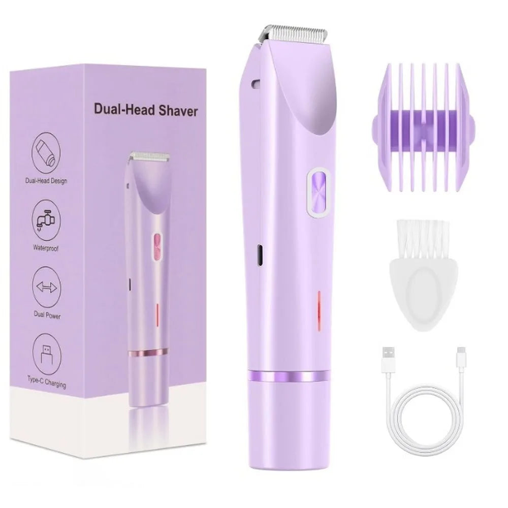 Electric Shaver for Women, Legs, Underarm, Public Hairs, Rechargeable Trimmer with Detachable Head