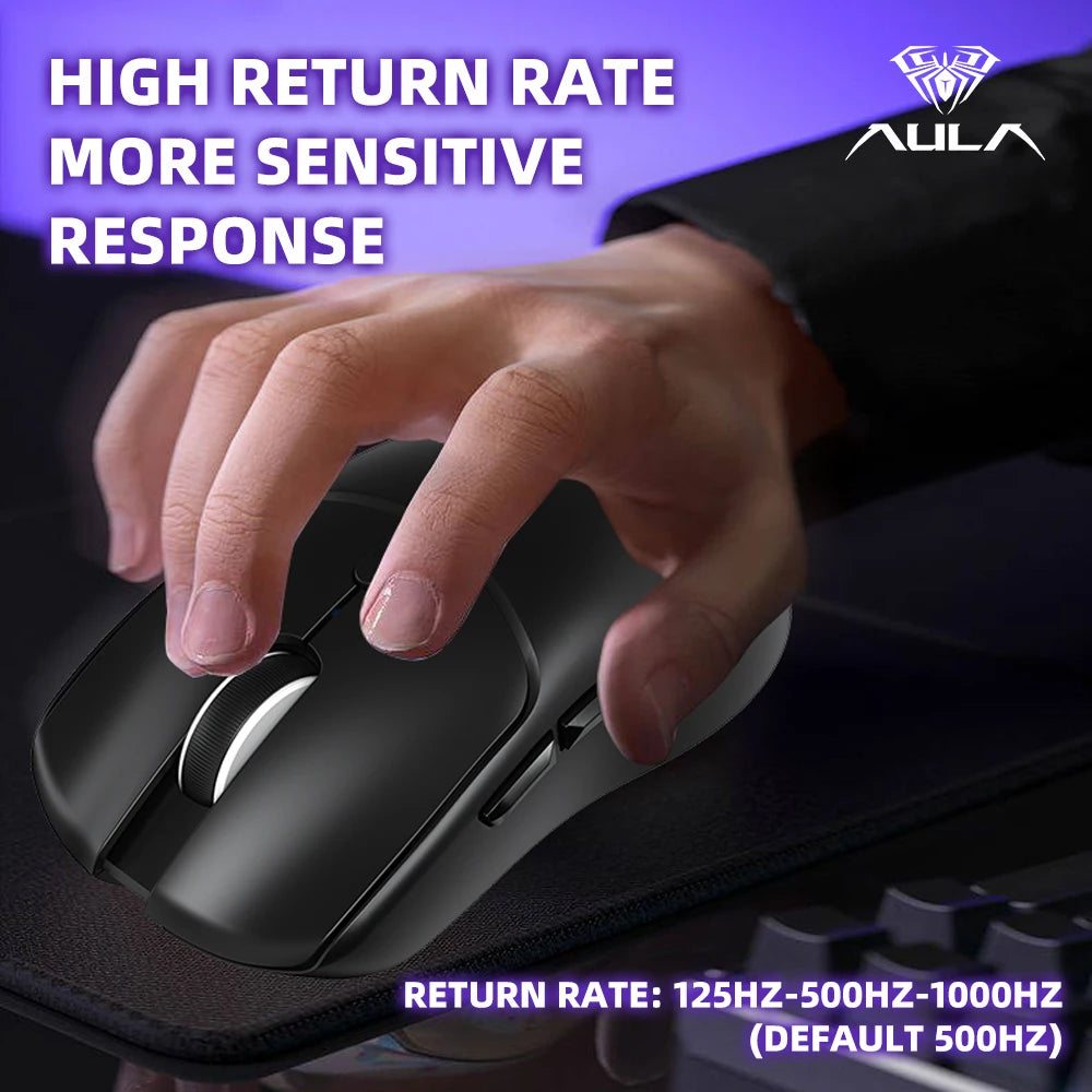 AULA SC580X Wireless Gaming Mouse Tri-Mode PAW3325 Gaming Mice with 12000 DPI 6 Programmable Buttons Rechargeable Computer Mouse