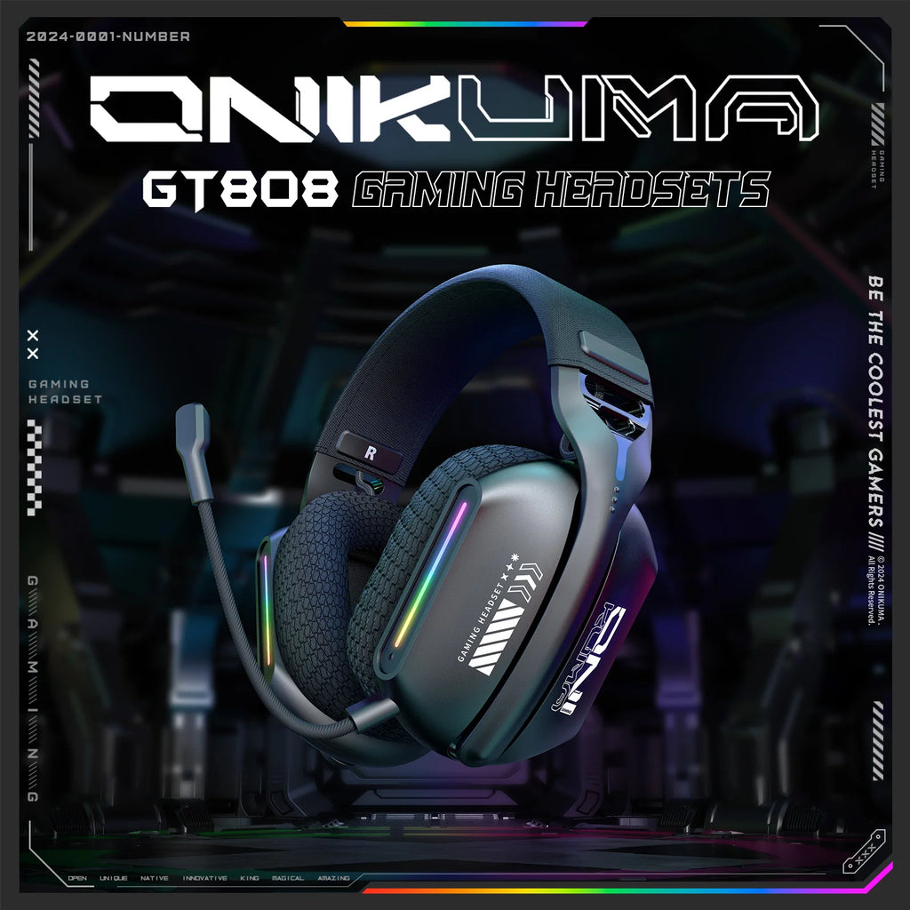 Wireless Headset Gaming Headphones 2.4GHz/BT 5.3/Wired with Noise Canceling Microphone for PC Meeting Music
