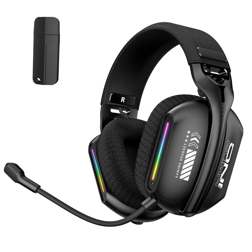 Wireless Headset Gaming Headphones 2.4GHz/BT 5.3/Wired with Noise Canceling Microphone for PC Meeting Music