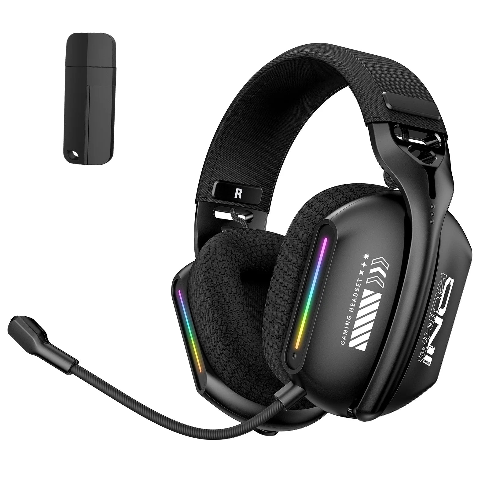 Wireless Headset Gaming Headphones 2.4GHz/BT 5.3/Wired with Noise Canceling Microphone for PC Meeting Music