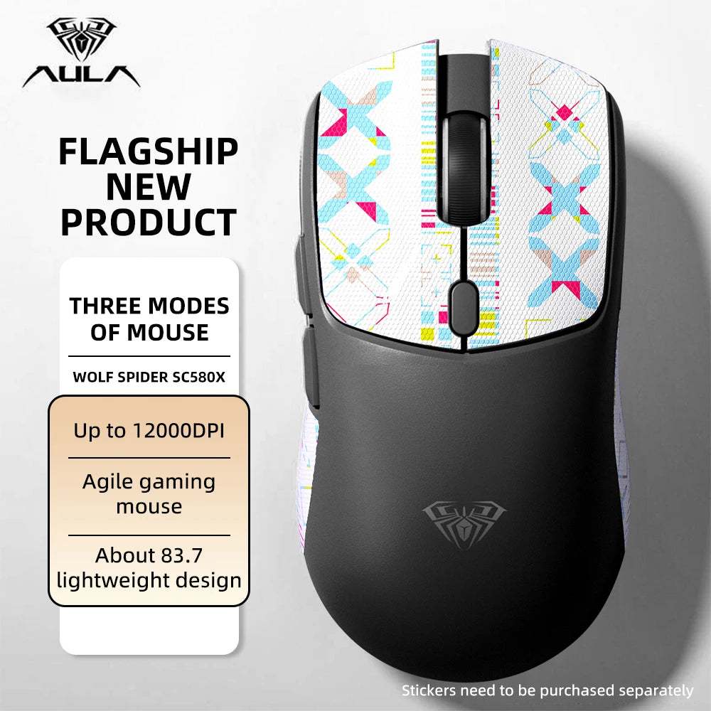 AULA SC580X Wireless Gaming Mouse Tri-Mode PAW3325 Gaming Mice with 12000 DPI 6 Programmable Buttons Rechargeable Computer Mouse