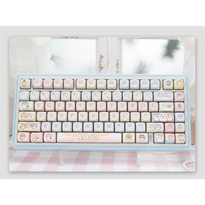 Anime Chiikawa Hachiware Usagi MOA Cute Girls PBT Mechanical Keyboard Kawaii Lovely Send To Friends Birthday Gift New Decoration
