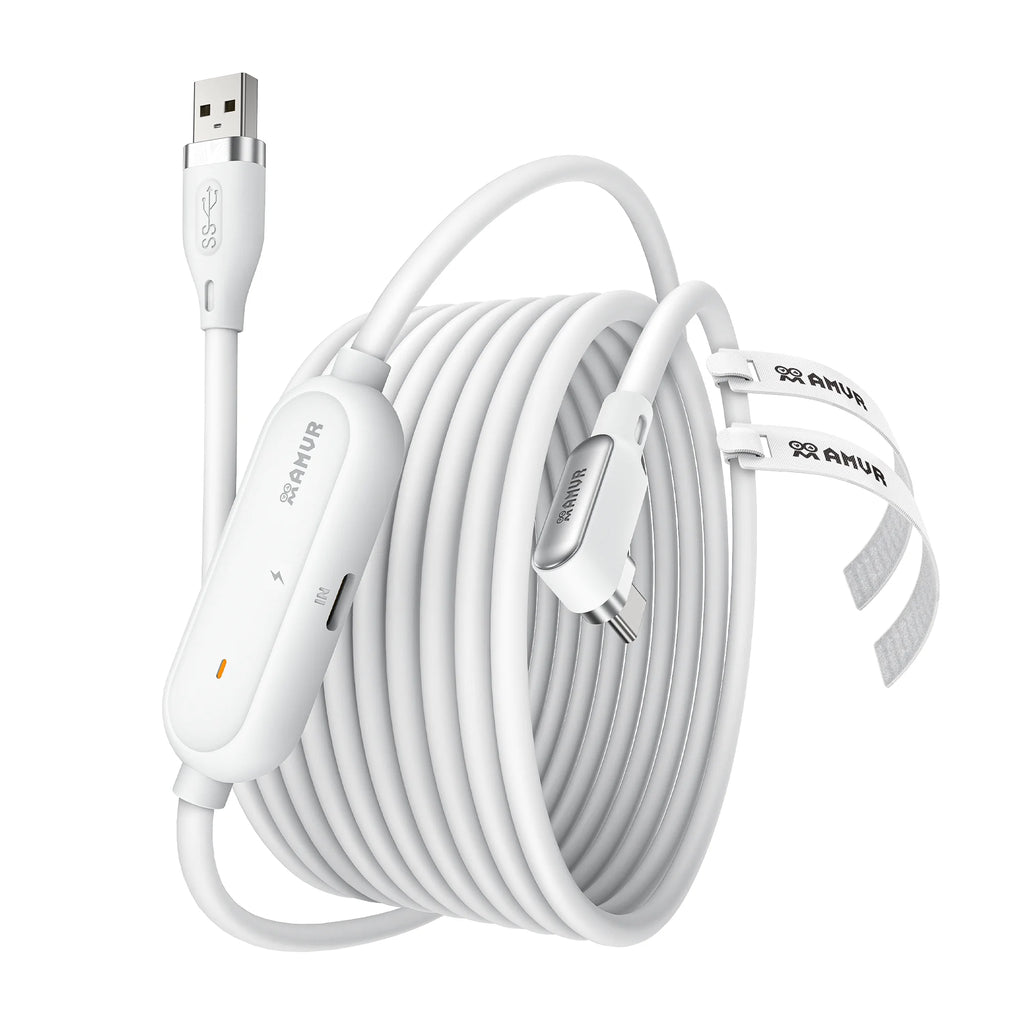 AMVR 16FT VR Link Cable Type-C USB with Separate Fast Charging Port for Meta Quest 3/3S/ Quest2 Pico4 Steam VR PCVR Accessories