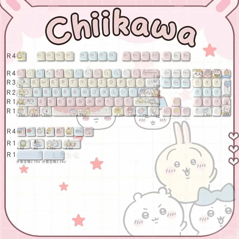 Anime Chiikawa Hachiware Usagi MOA Cute Girls PBT Mechanical Keyboard Kawaii Lovely Send To Friends Birthday Gift New Decoration