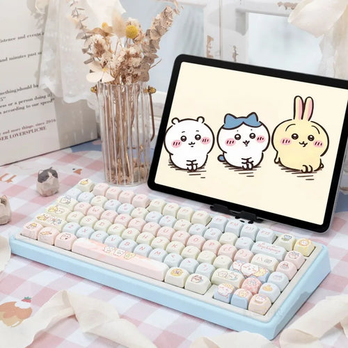 Anime Chiikawa Hachiware Usagi MOA Cute Girls PBT Mechanical Keyboard Kawaii Lovely Send To Friends Birthday Gift New Decoration