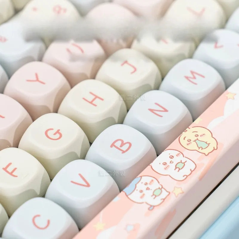 Anime Chiikawa Hachiware Usagi MOA Cute Girls PBT Mechanical Keyboard Kawaii Lovely Send To Friends Birthday Gift New Decoration