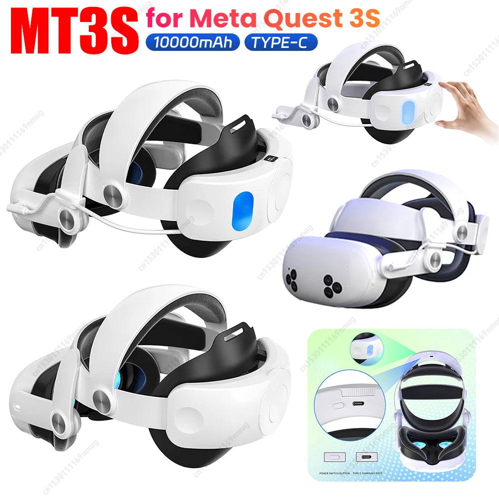 Elite Strap Replacement 10000mAh Adjustable Strap Extend Playtime and Comfort Reduce Facial Stress for Meta Quest 3S VR Headset